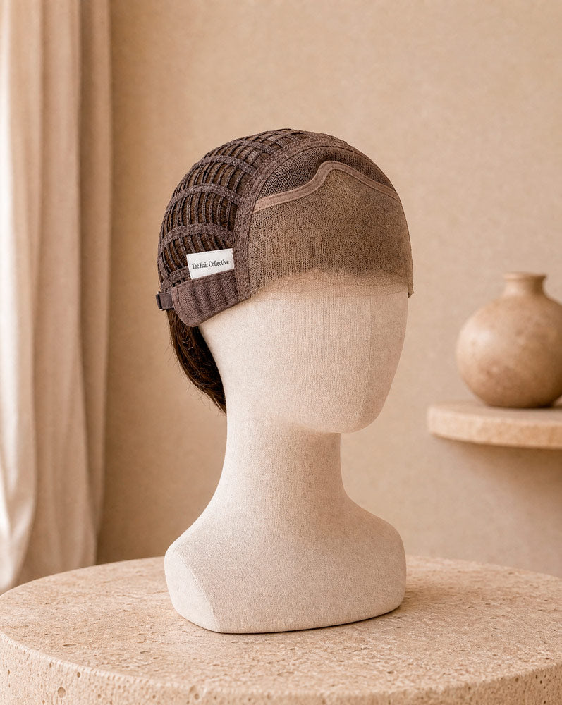 EASE, interior de la peluca con lace front y base elástica ajustable