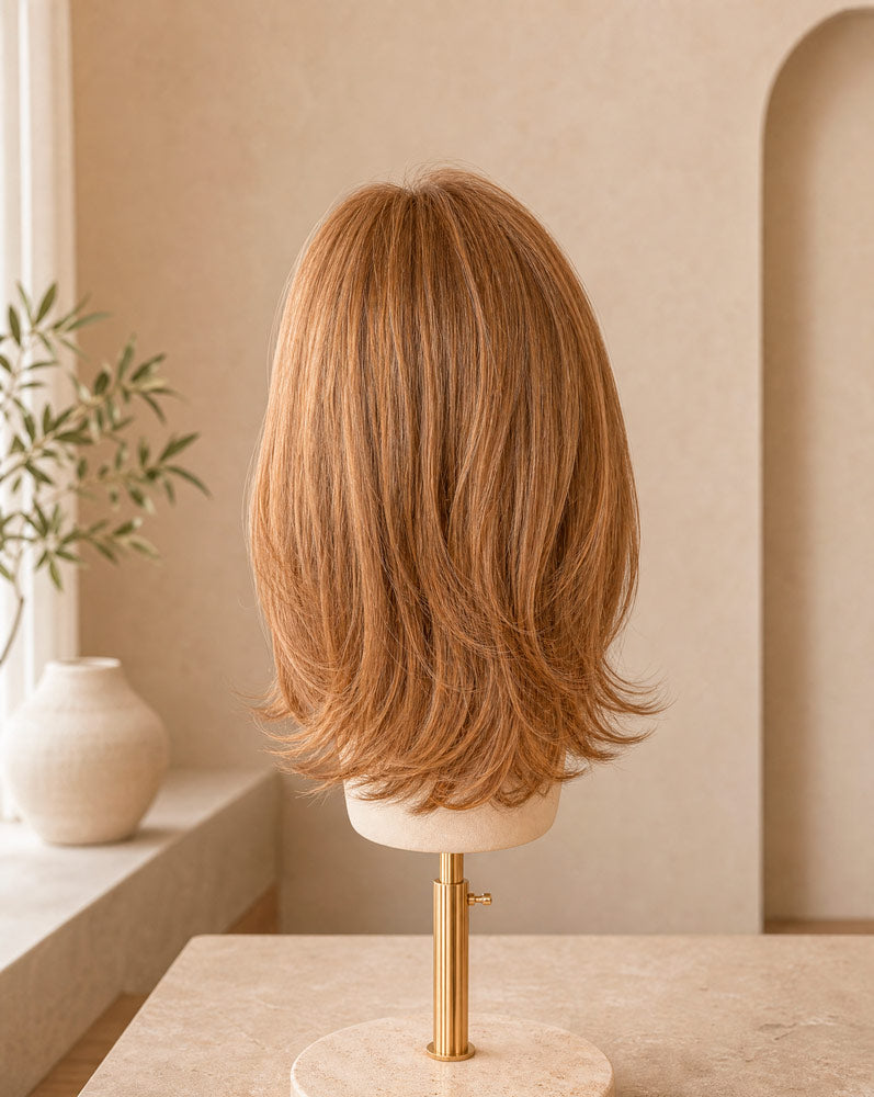 ÉPURE, peluca de cabello humano rubio, vista posterior