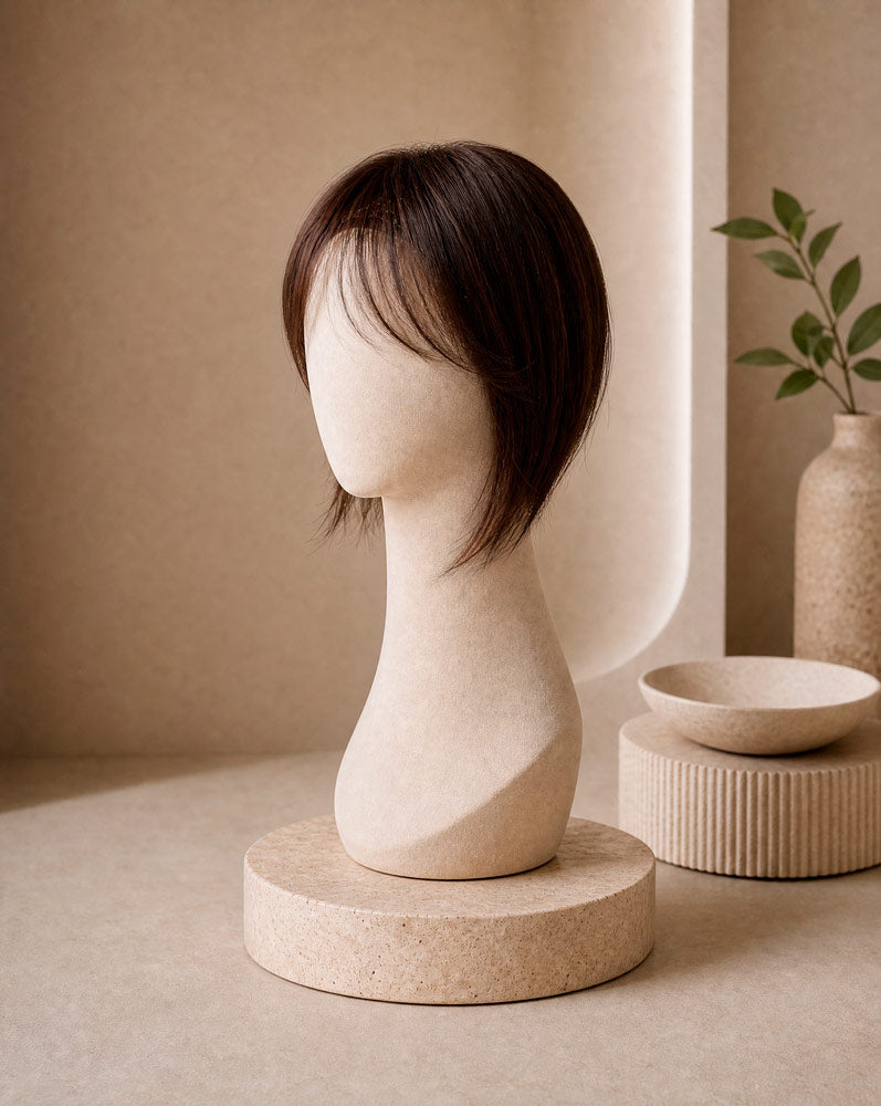 FRAME, topper de cabello natural, vista lateral