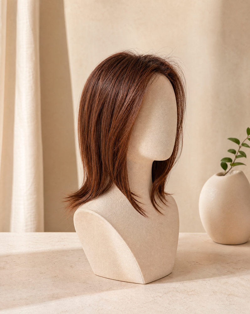 LIFT, topper de cabello natural castaño cobrizo, vista lateral