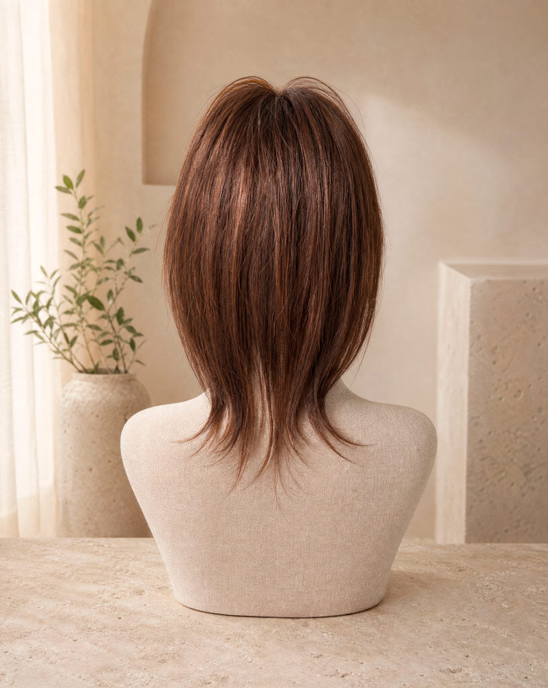 LIFT, topper de cabello natural castaño cobrizo, vista posterior