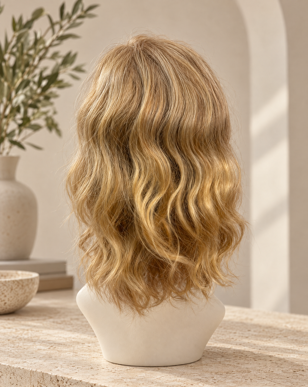 Smooth, peluca lace front rubia, vista posterior