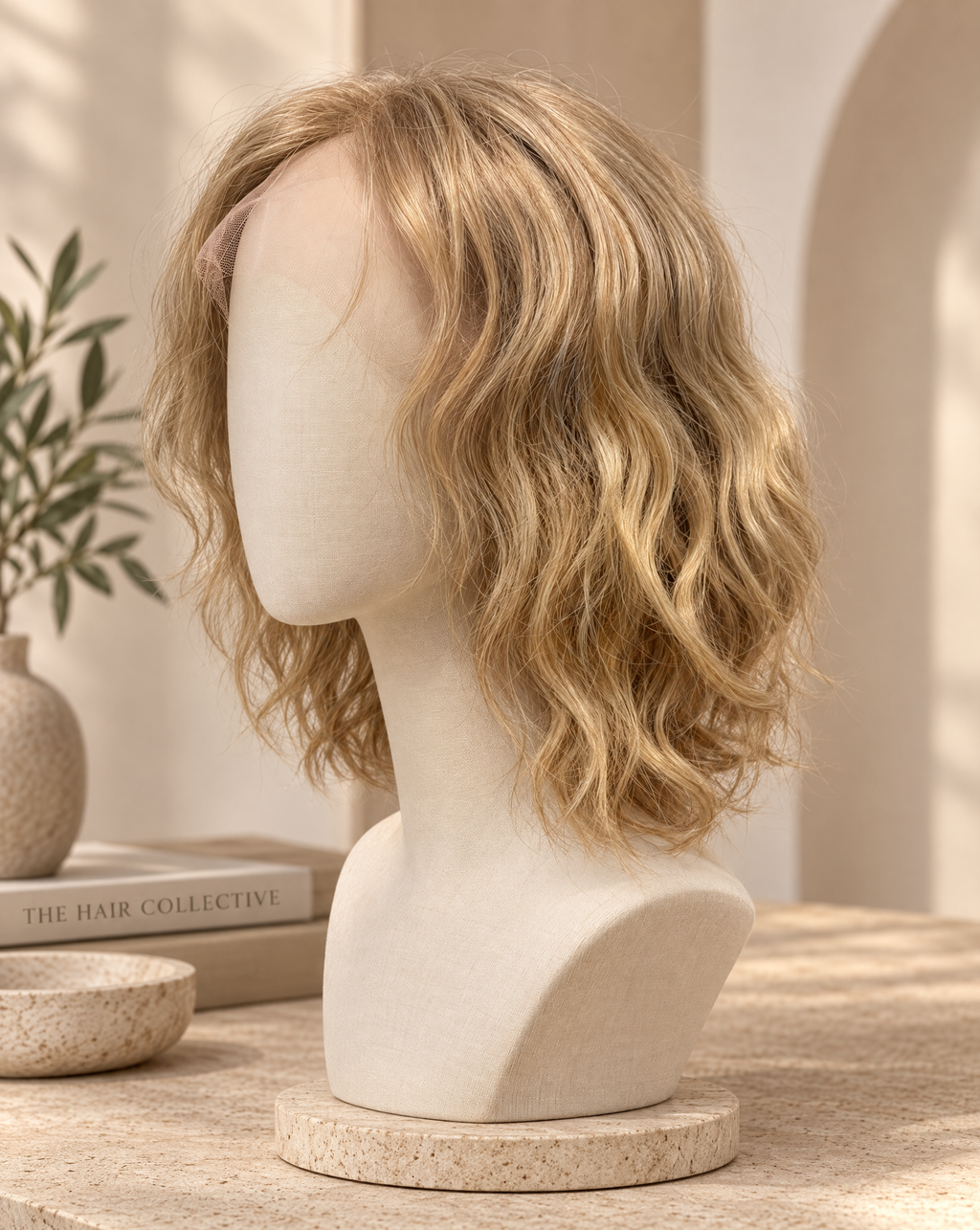 Smooth, peluca lace front rubia, vista lateral